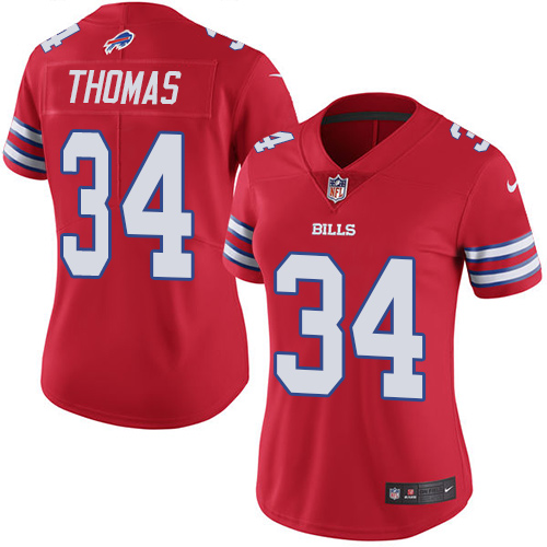 Women's Limited Thurman Thomas Nike Jersey Red - #34 Rush NFL Buffalo Bills